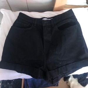 american apparelhigh waist black denim shorts